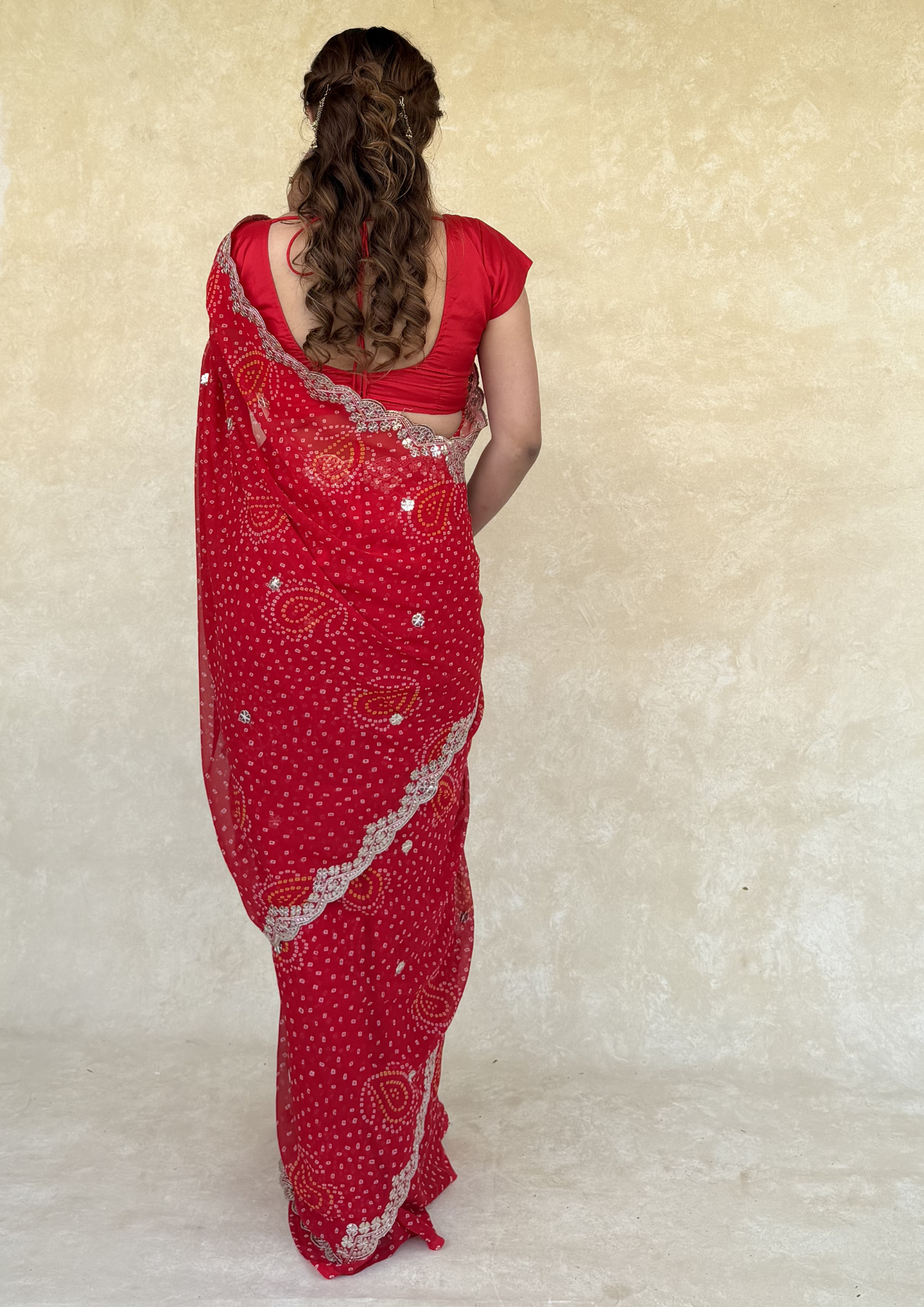 Red Georgette Saree with Heavy Pita Work