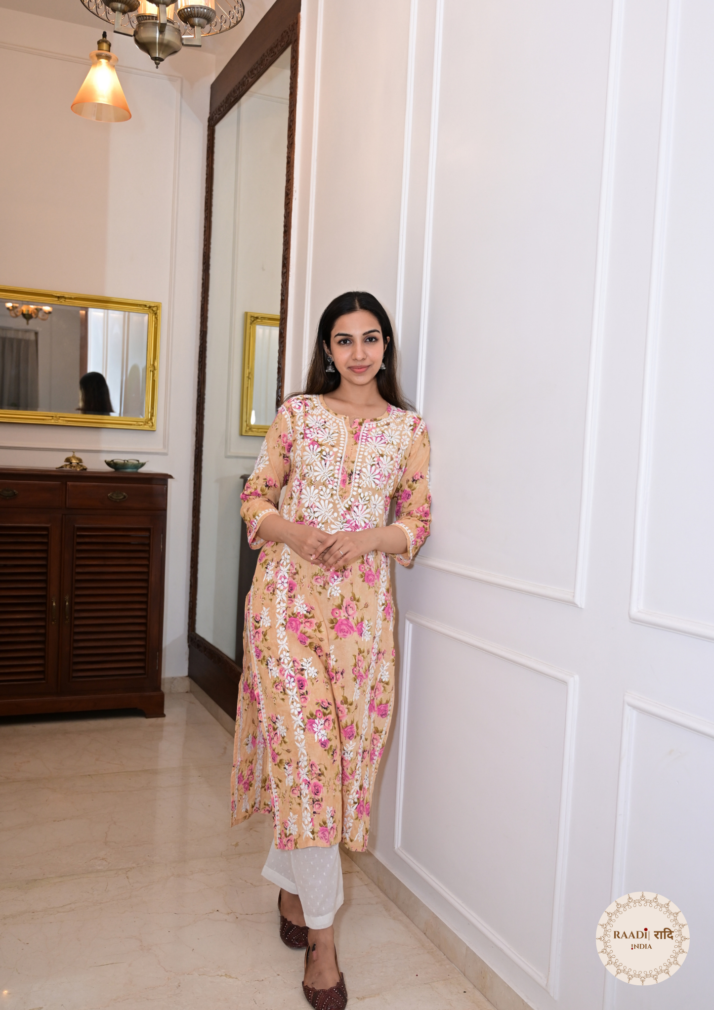 Printed Cotton Chikankari Kurti from Lucknow