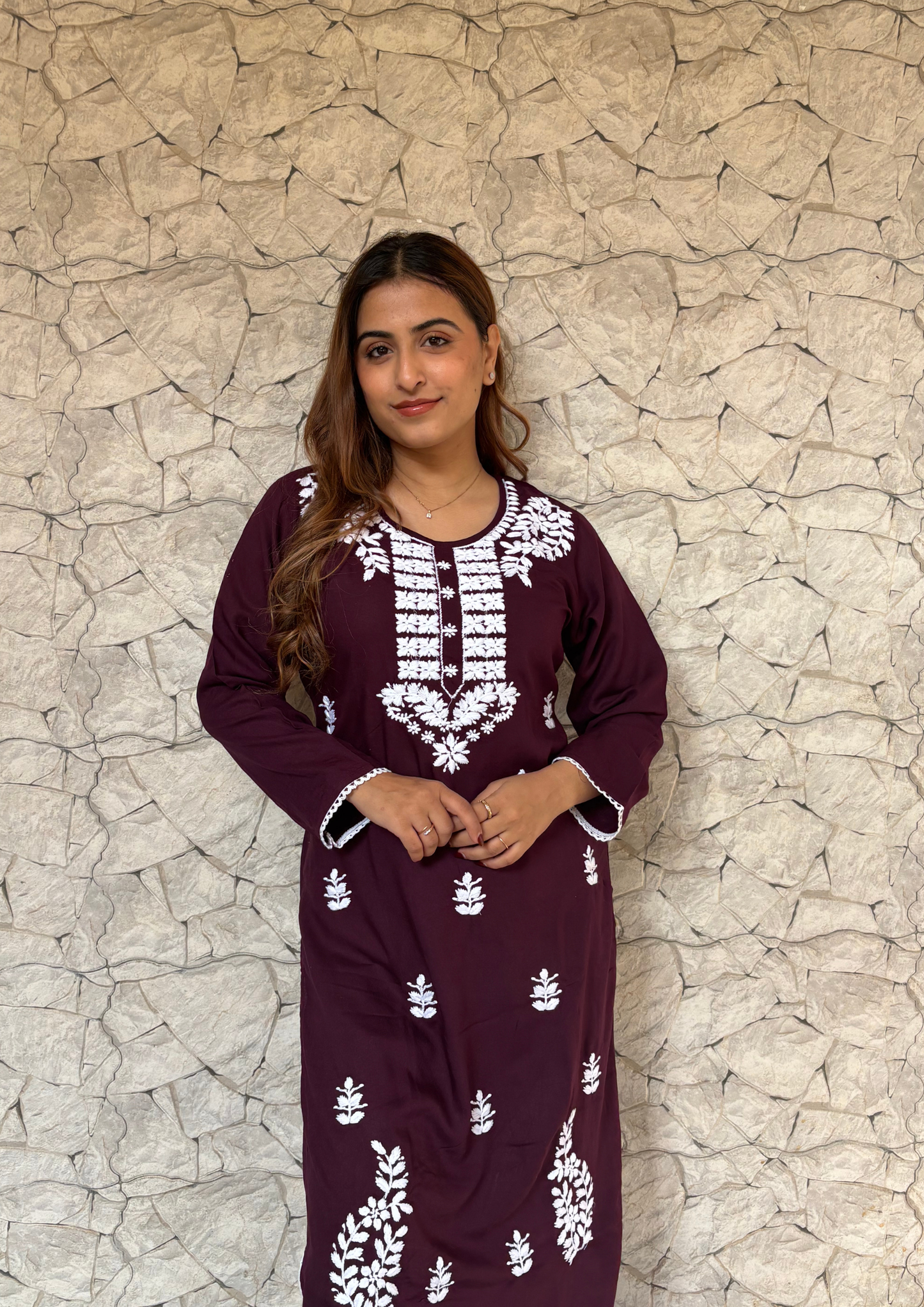 Rayon 2 Piece Lucknowi Set from Lucknow-Wine