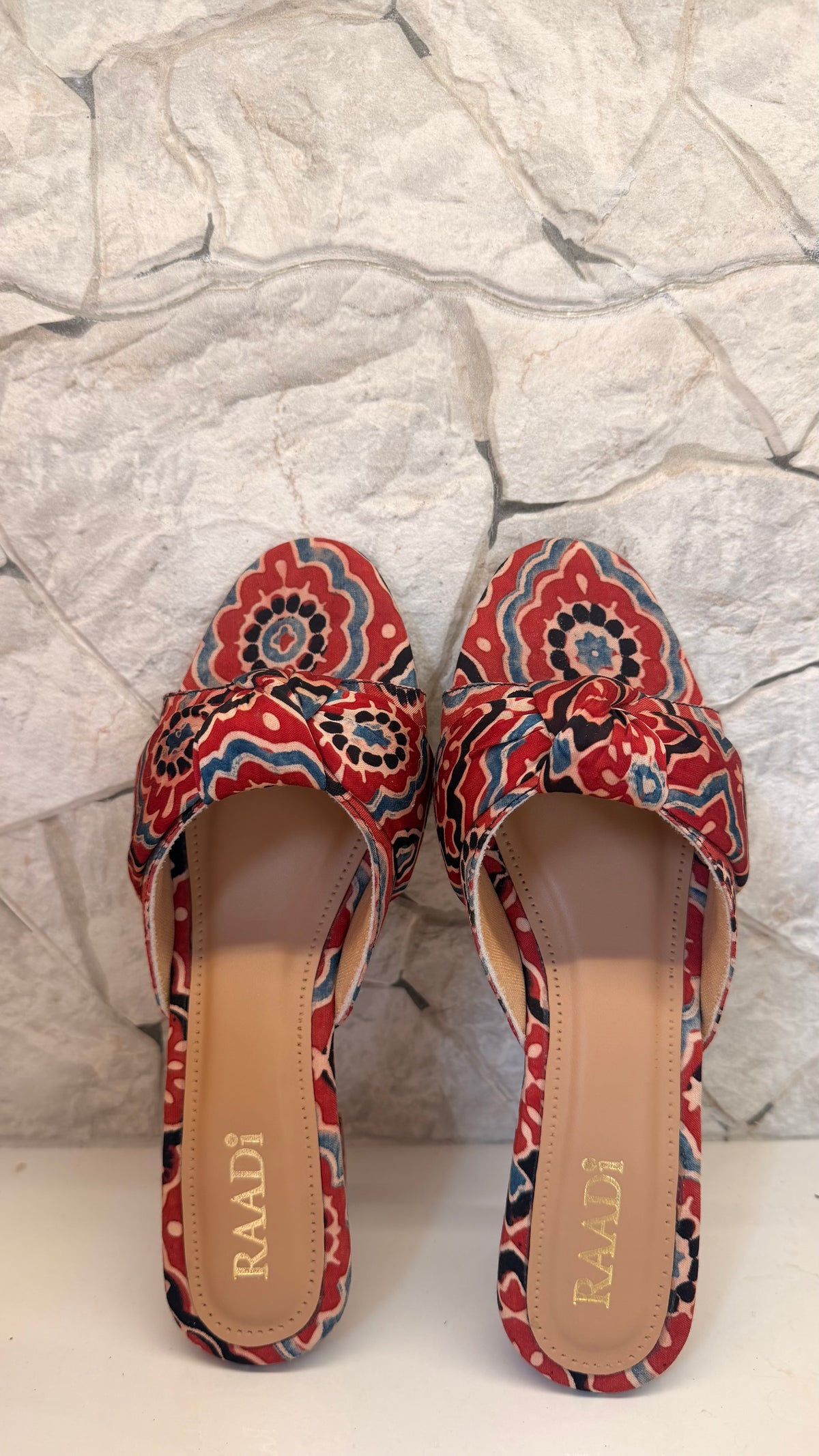 Handcrafted Ajrakh Heels-Maroon