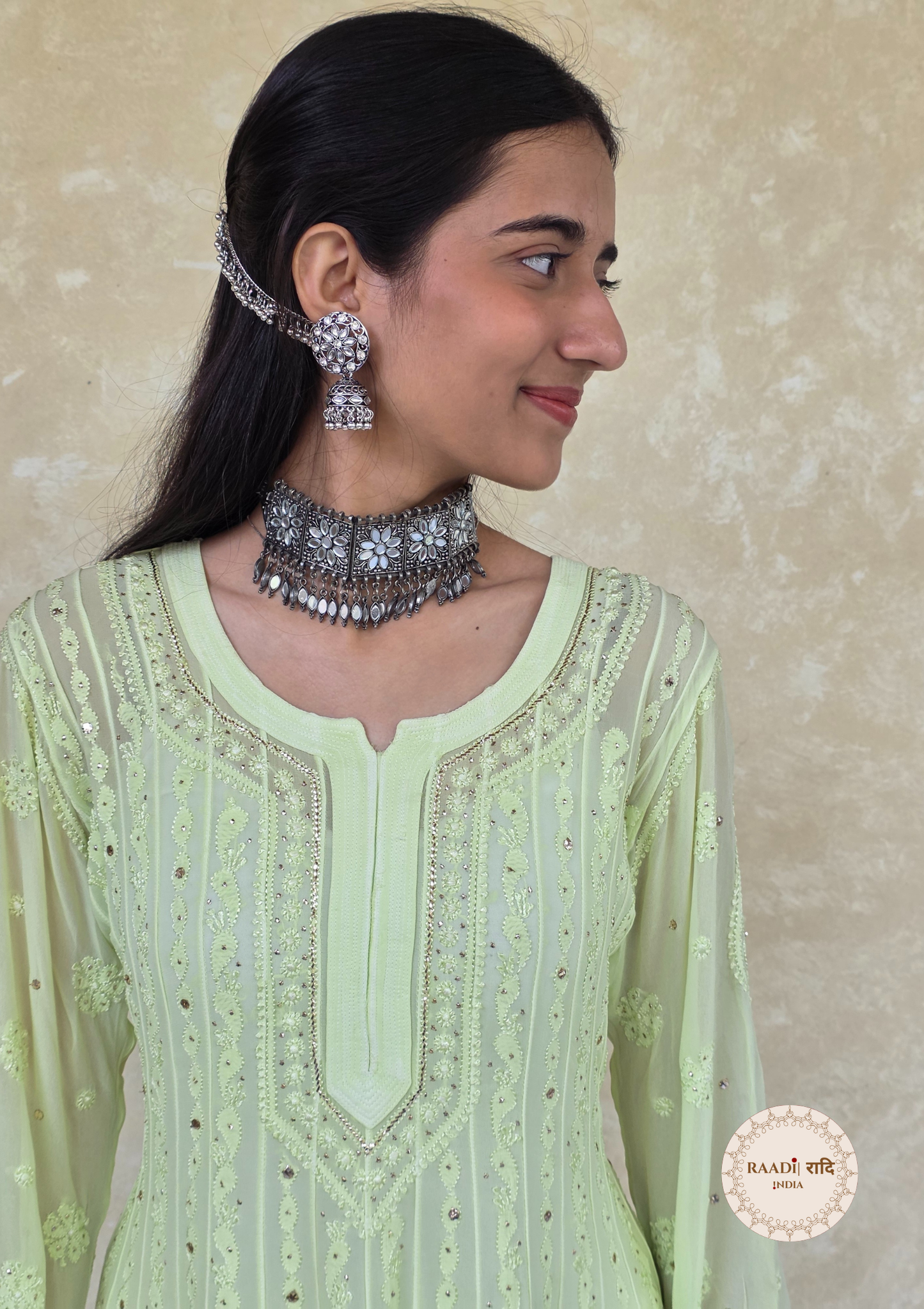 Pure Georgette Anarkali With Mukesh Work
