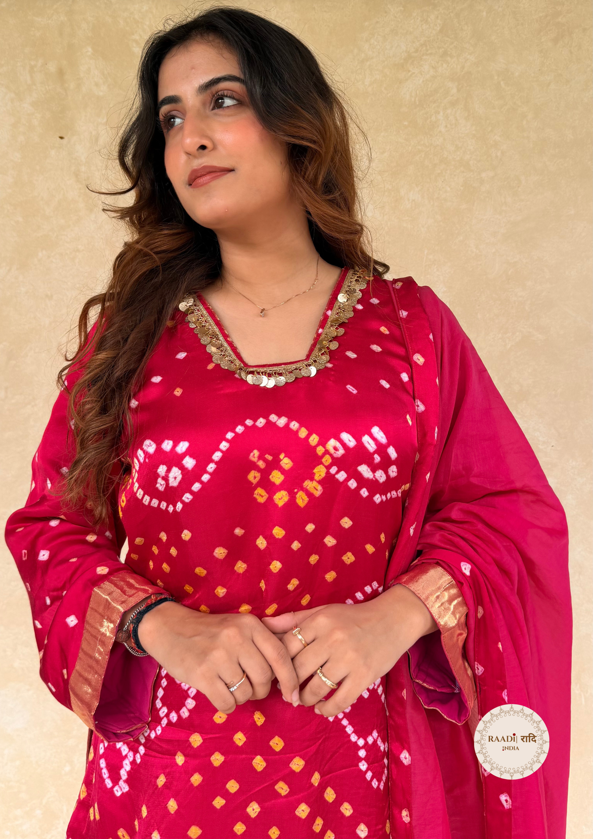 Rani Pink Gajji Silk Handcrafted Bandhani Farshi Salwar Set