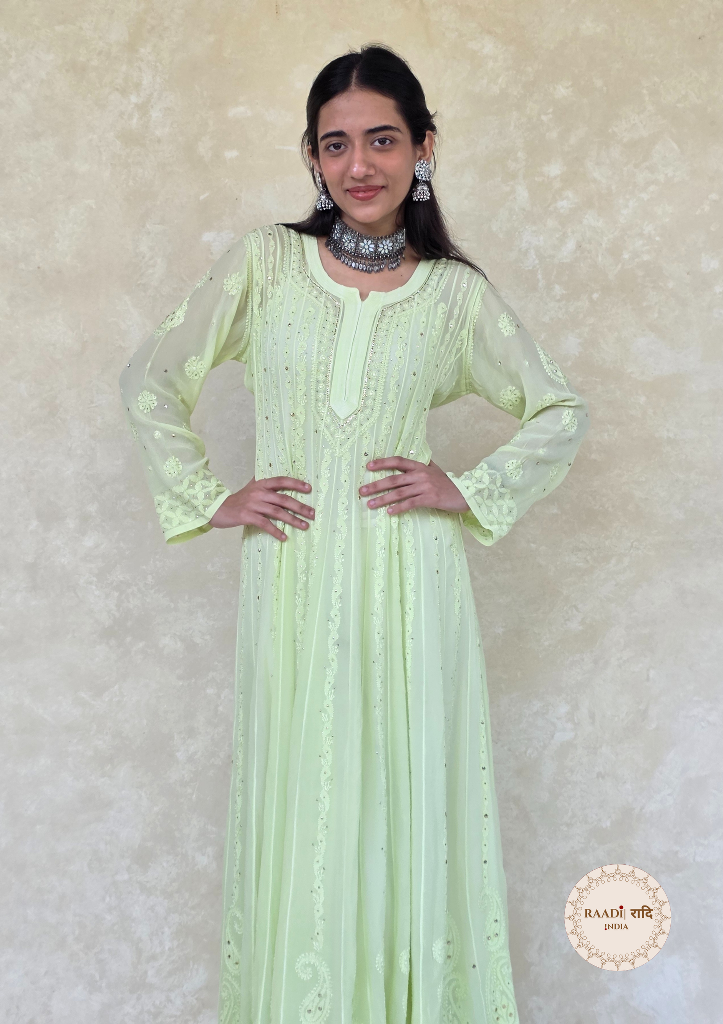 Pure Georgette Anarkali With Mukesh Work