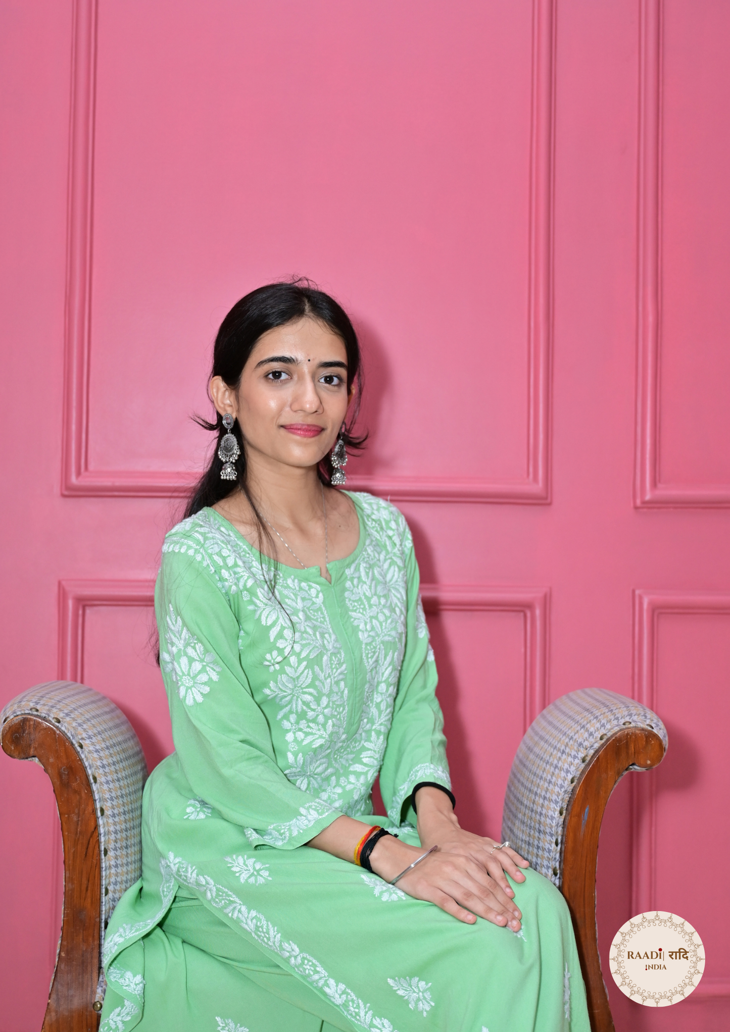 Modal Kurta and Pants Set with Lucknowi Embroidery- Pista Green