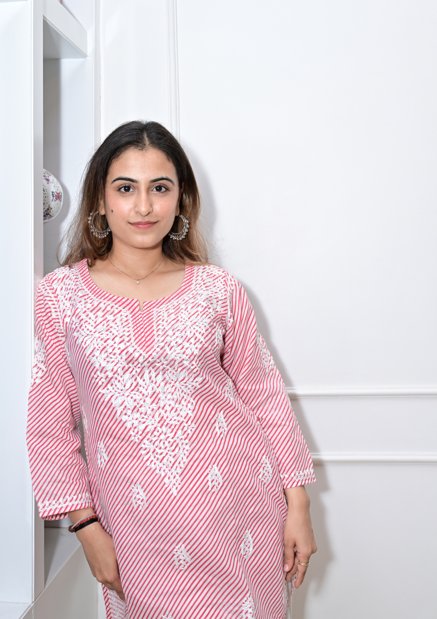 Leheriya Short Kurti-Pink