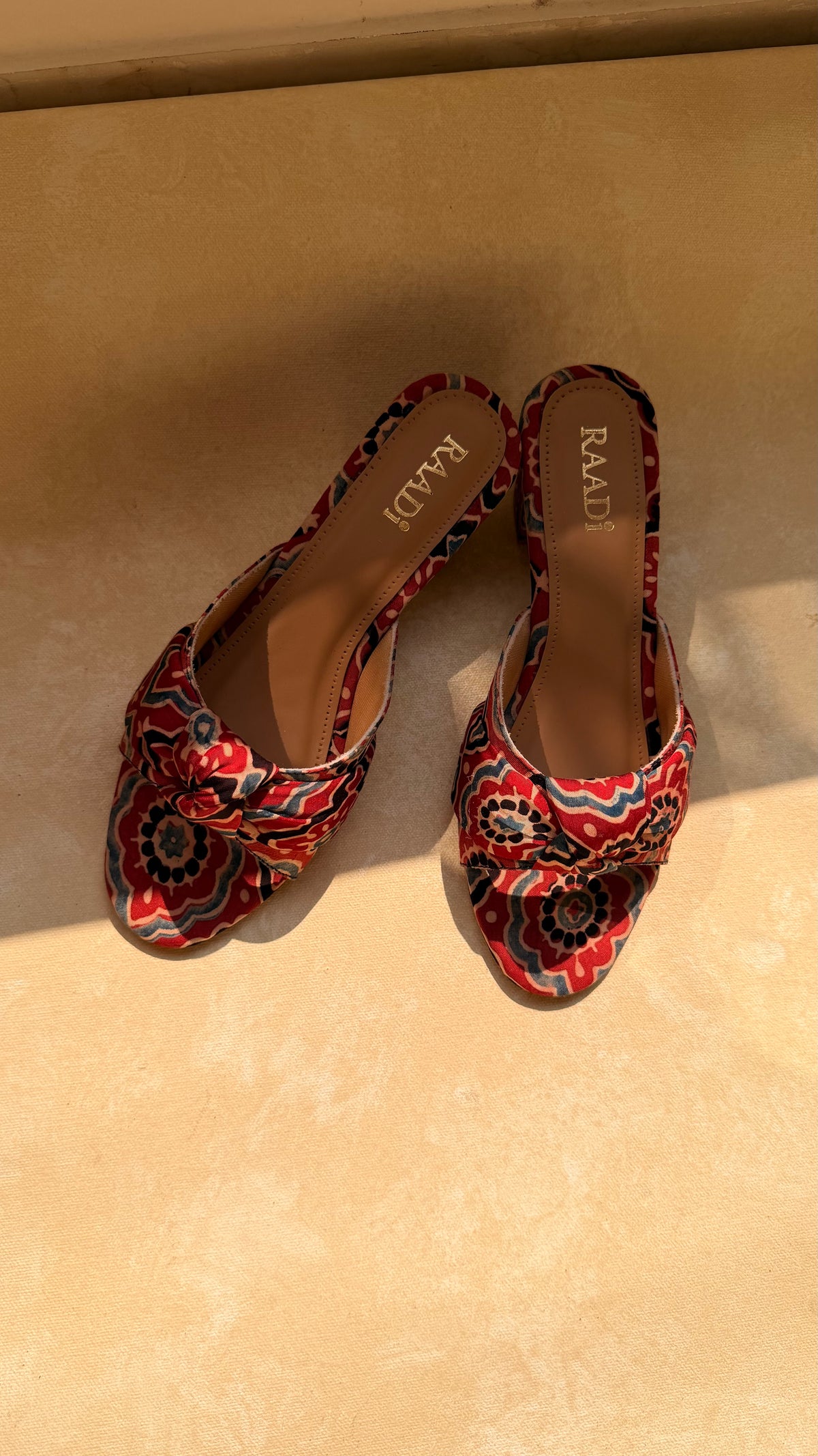 Handcrafted Ajrakh Heels-Maroon