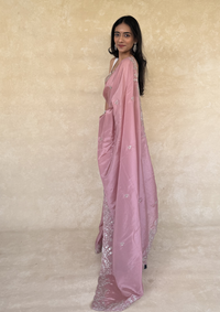 Blush Pink H.O. Silk Saree with Zardosi Work