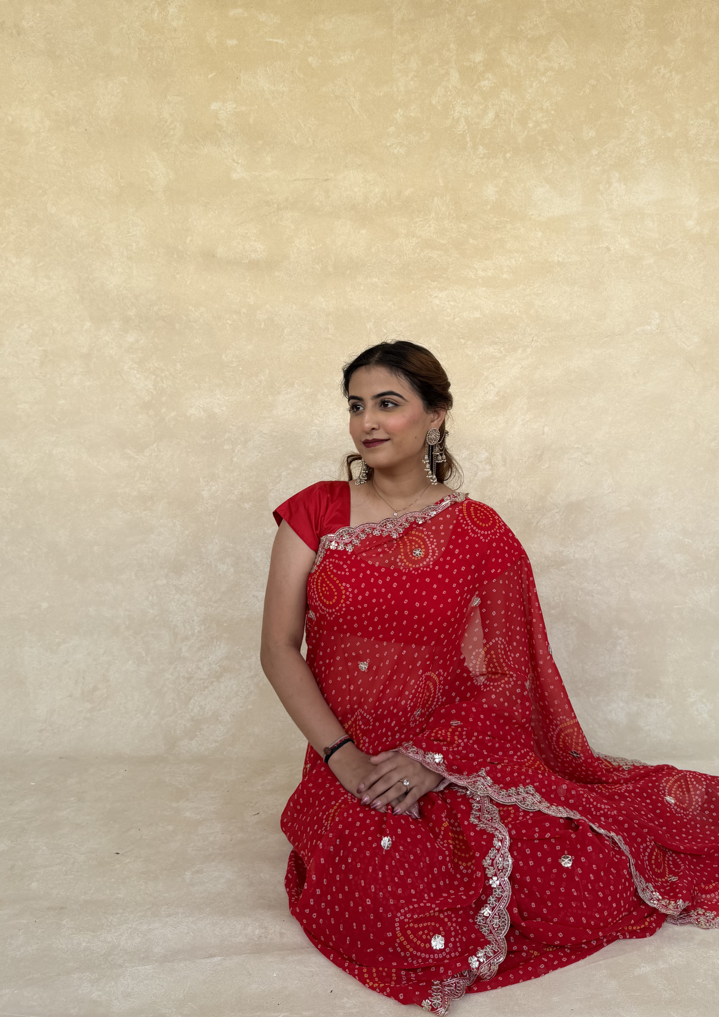 Red Georgette Saree with Heavy Pita Work