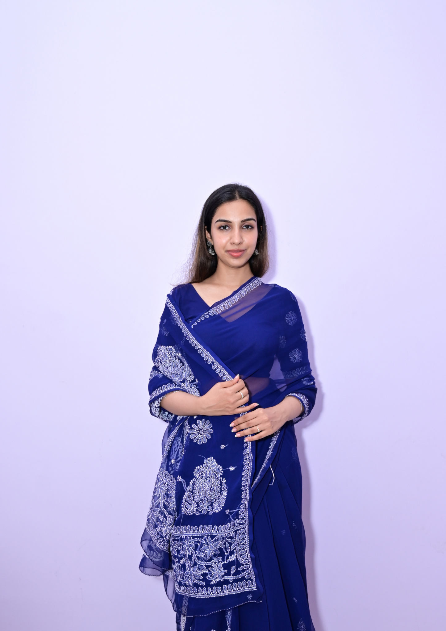 Pure Hand-Embroidered Lucknowi Chikankari Saree