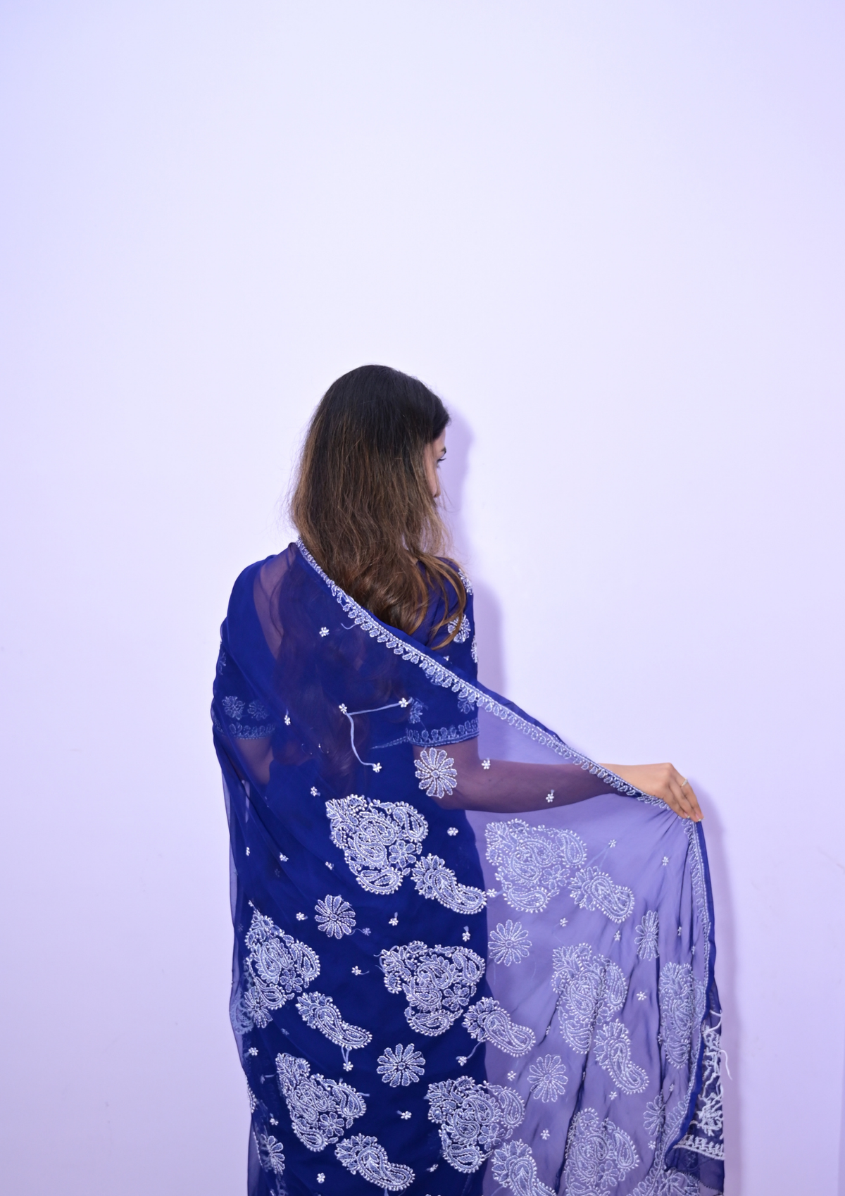 Pure Hand-Embroidered Lucknowi Chikankari Saree