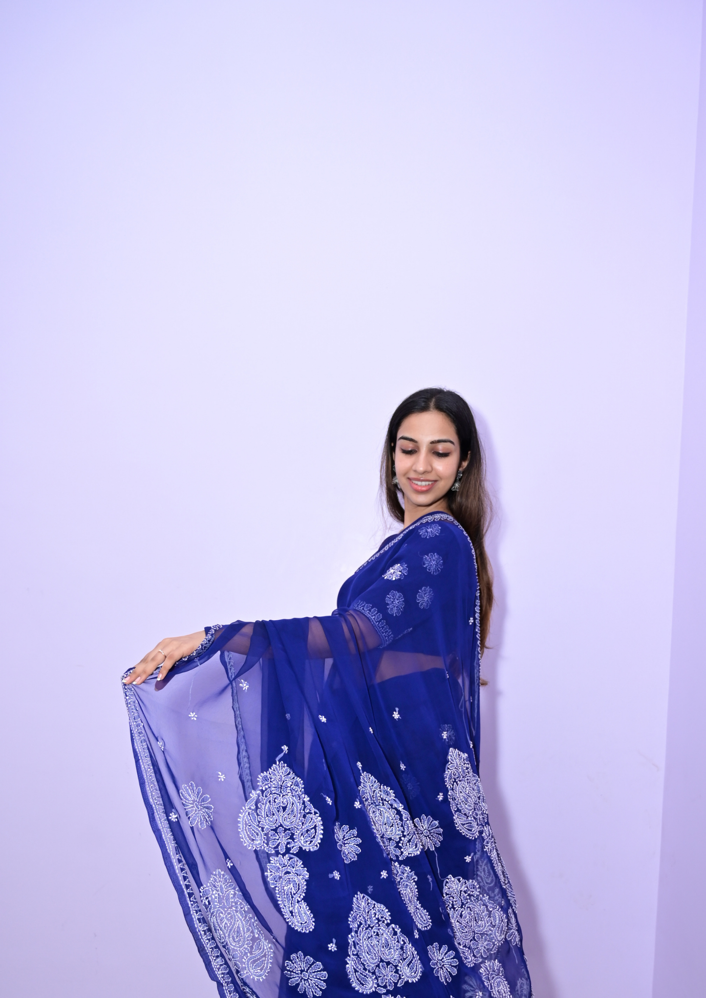 Pure Hand-Embroidered Lucknowi Chikankari Saree