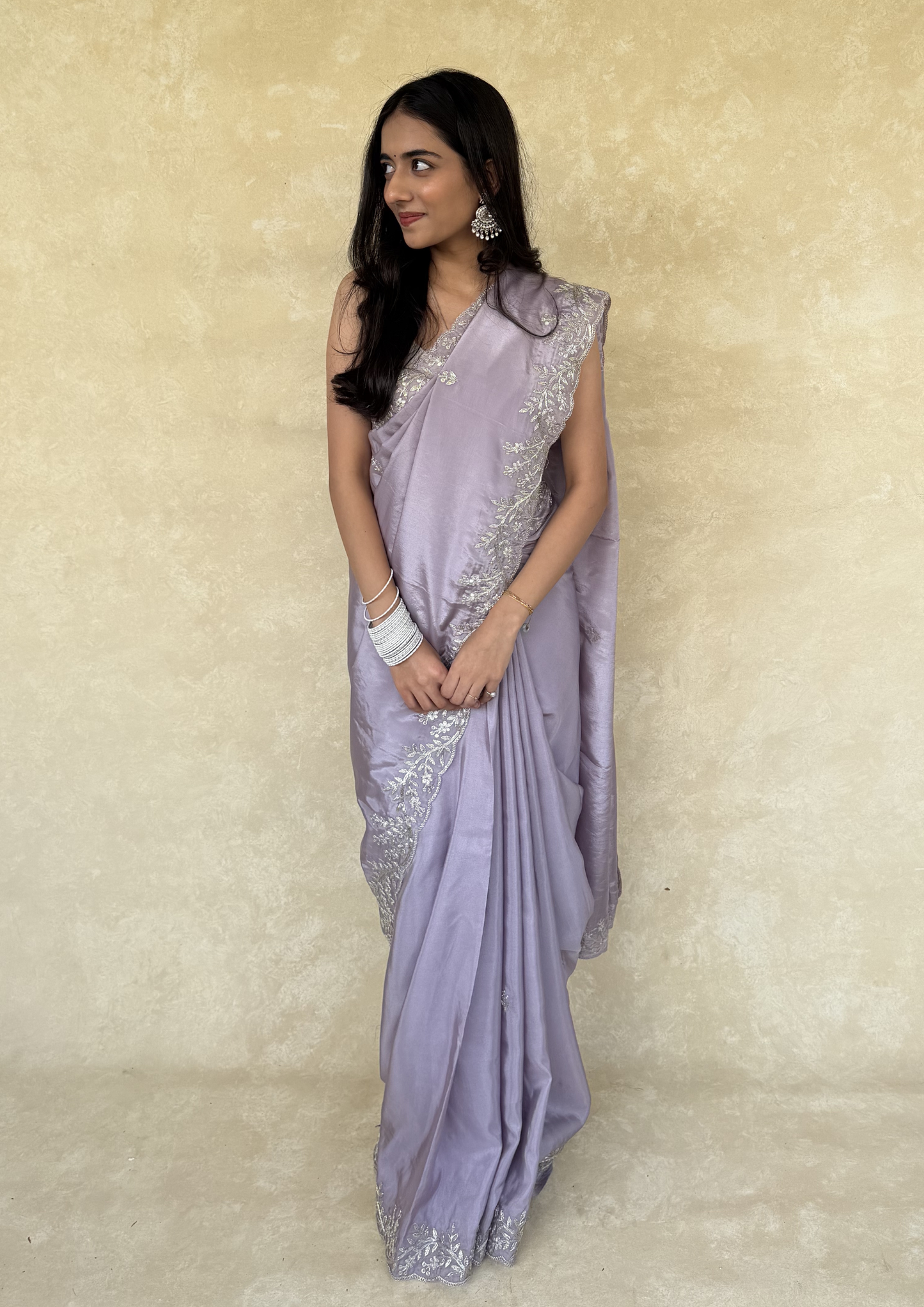 Lilac H.O. Silk Saree with Zardosi Work