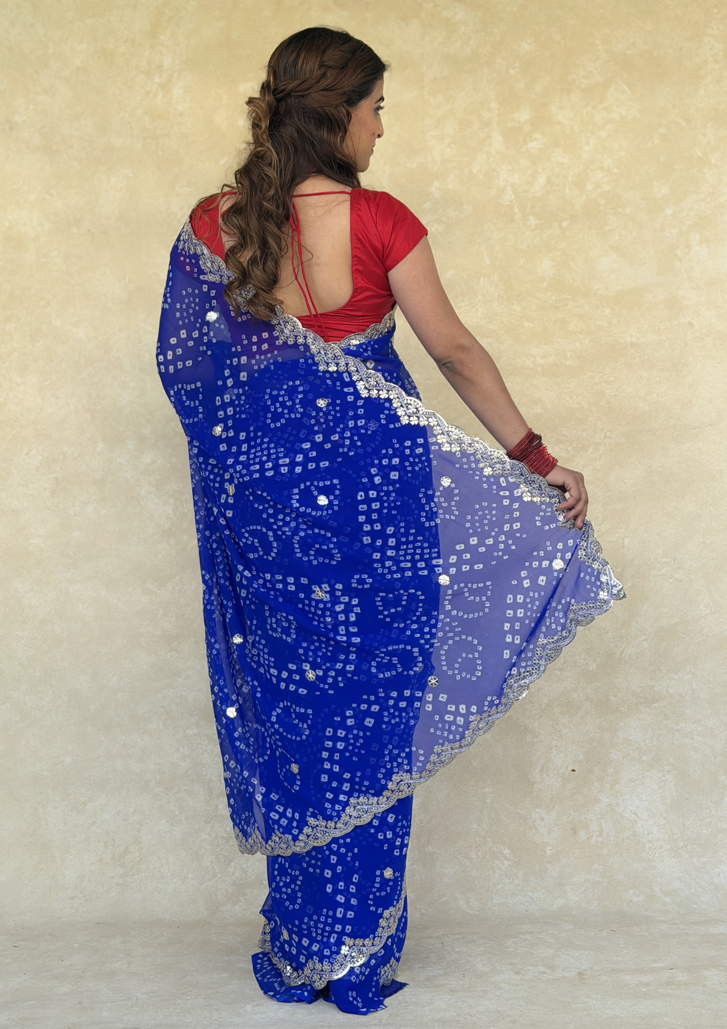 Royal Blue Georgette Saree with Heavy Pita Work