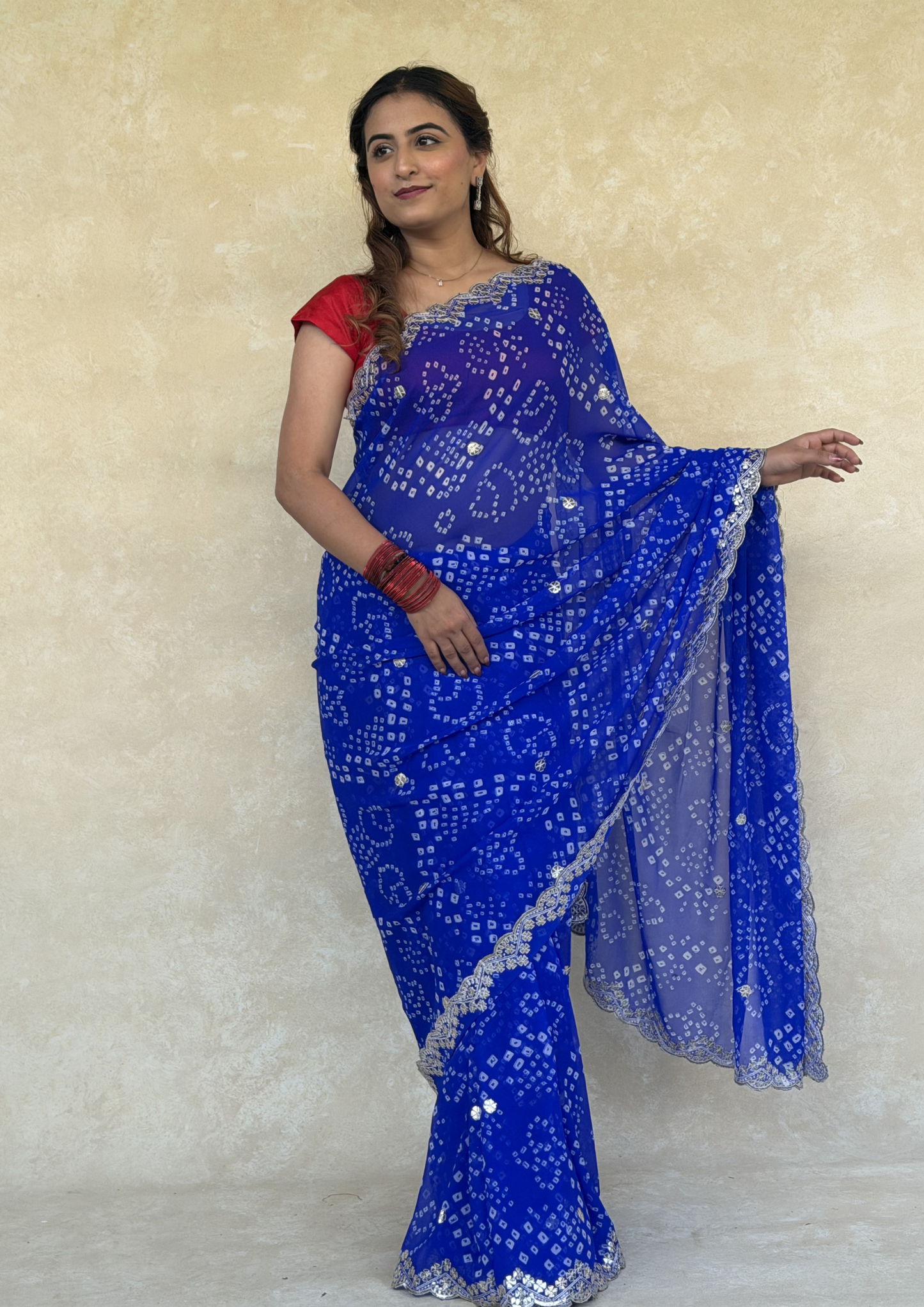 Royal Blue Georgette Saree with Heavy Pita Work