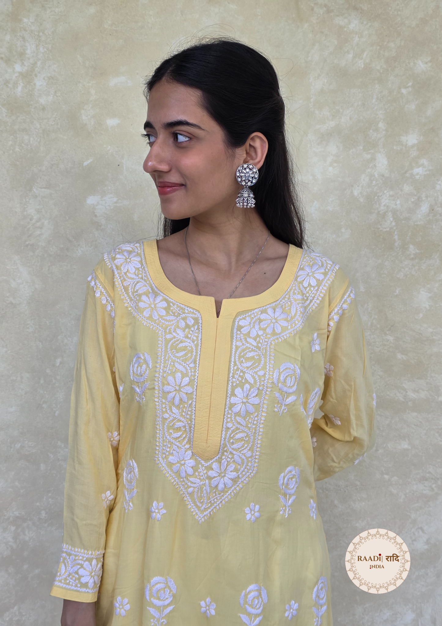 Handcrafted Modal Kurta With Rose Embroidery