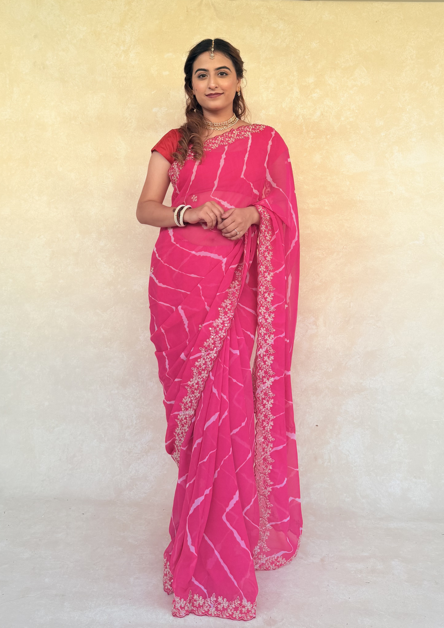Pink Georgette Saree with Heavy Pita Work