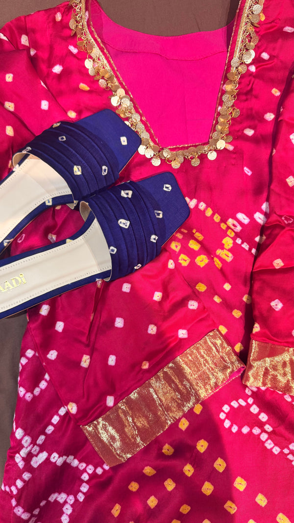 Handcrafted Bandhani Silk Slides – Ink Blue