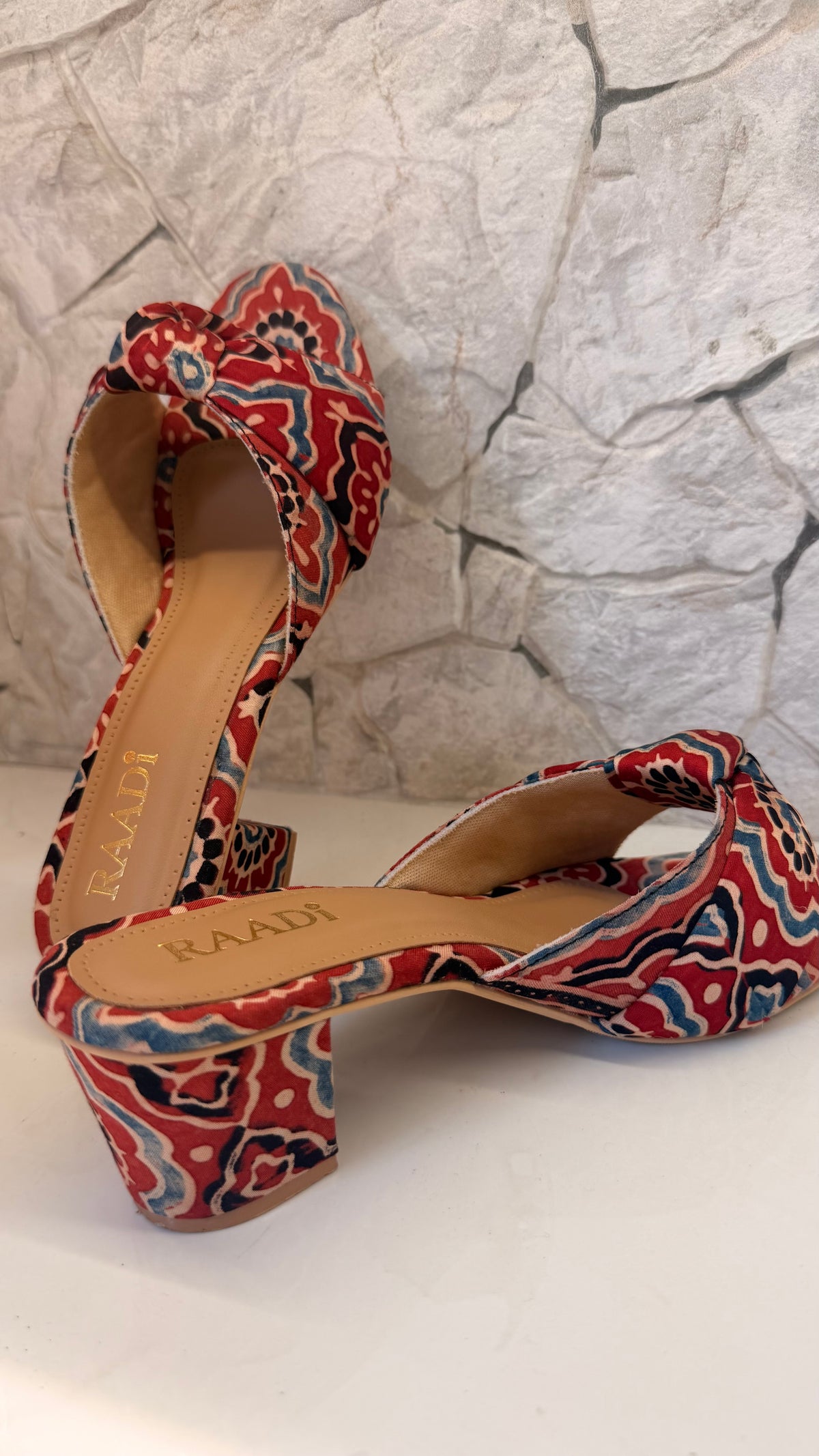 Handcrafted Ajrakh Heels-Maroon