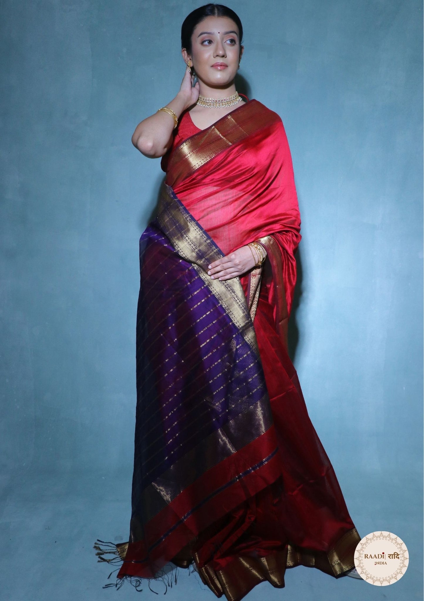 Handloom Maheshwari Cotton Silk Saree with Zari Border