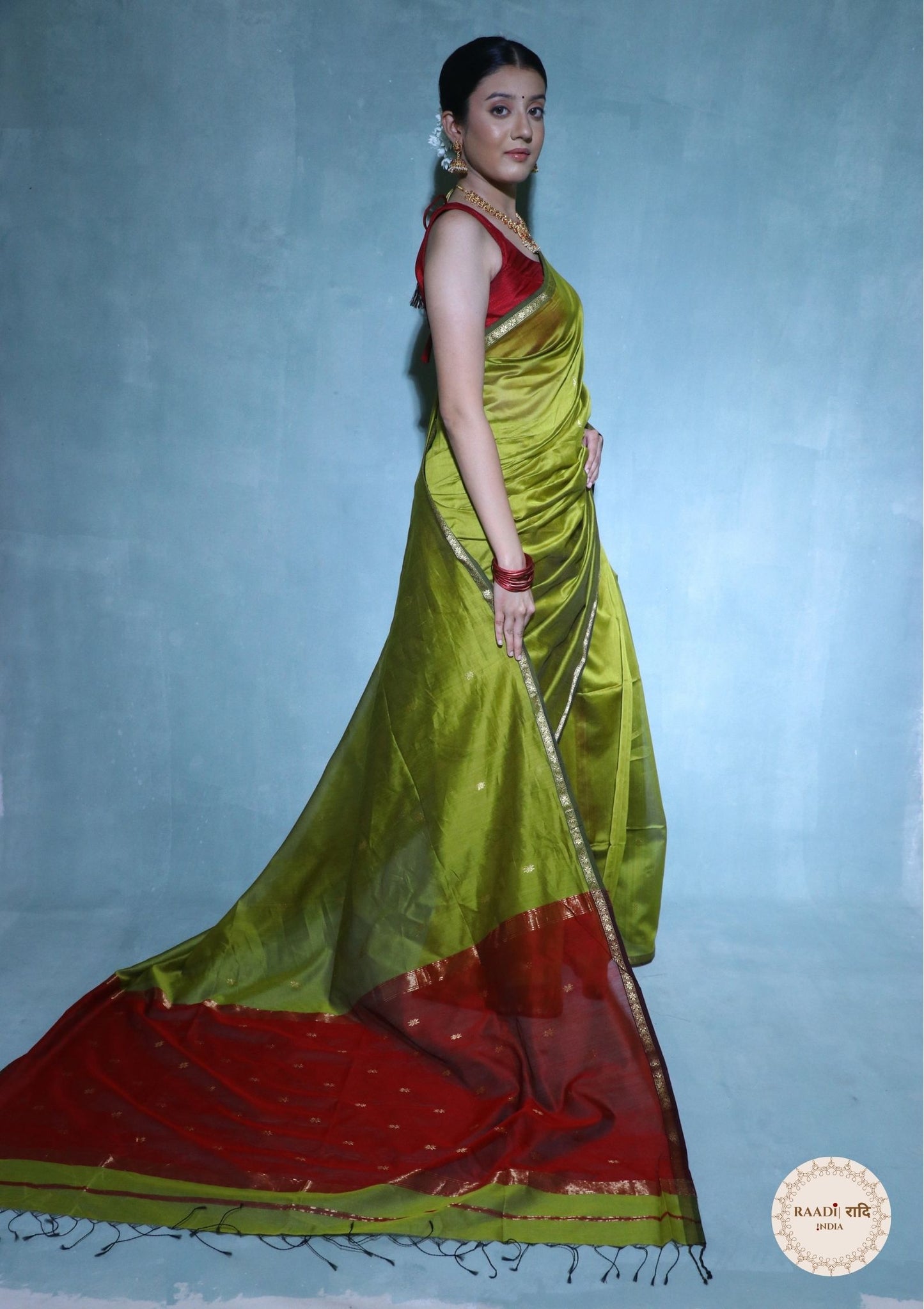 Handloom Maheshwari Cotton Silk Saree with Zari Border