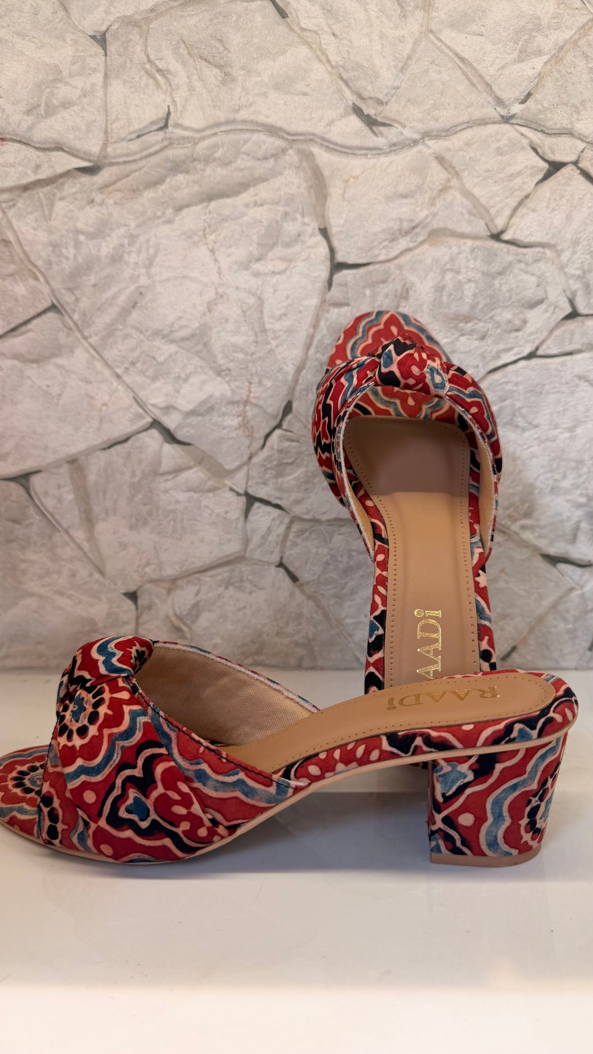 Handcrafted Ajrakh Heels-Maroon