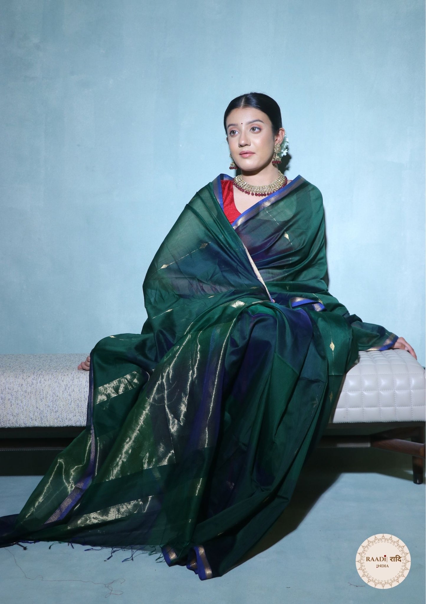 Handloom Maheshwari Cotton Silk Saree with Zari Border
