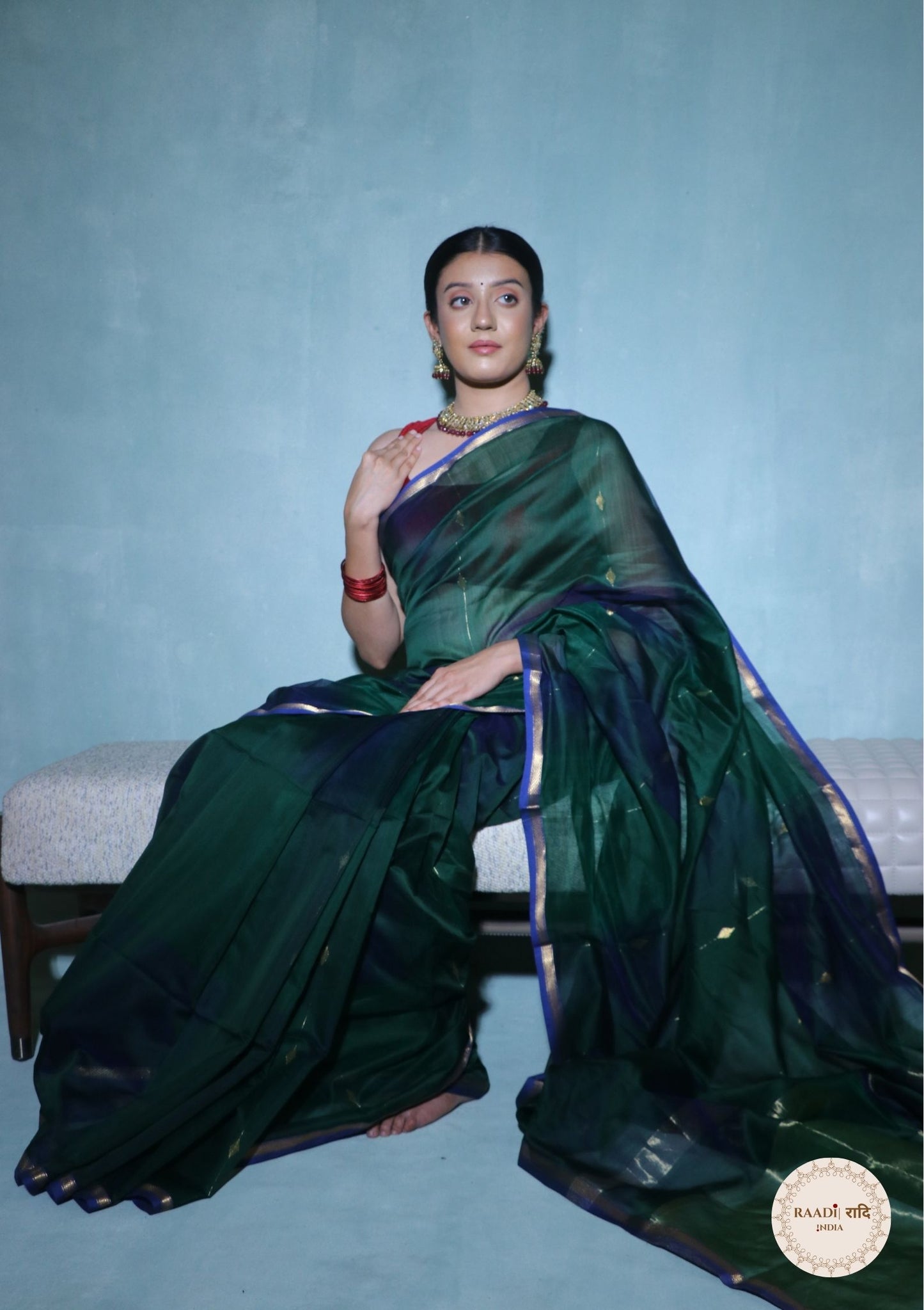 Handloom Maheshwari Cotton Silk Saree with Zari Border