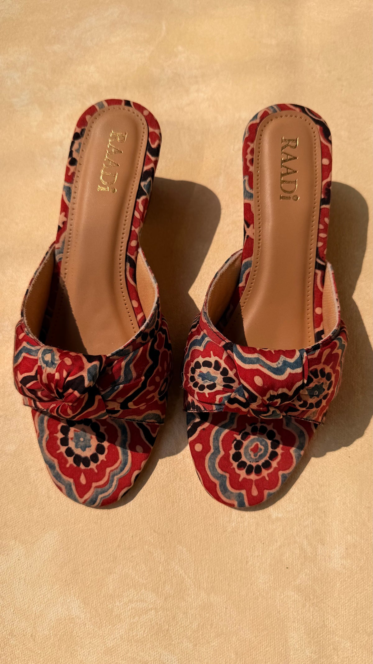 Handcrafted Ajrakh Heels-Maroon