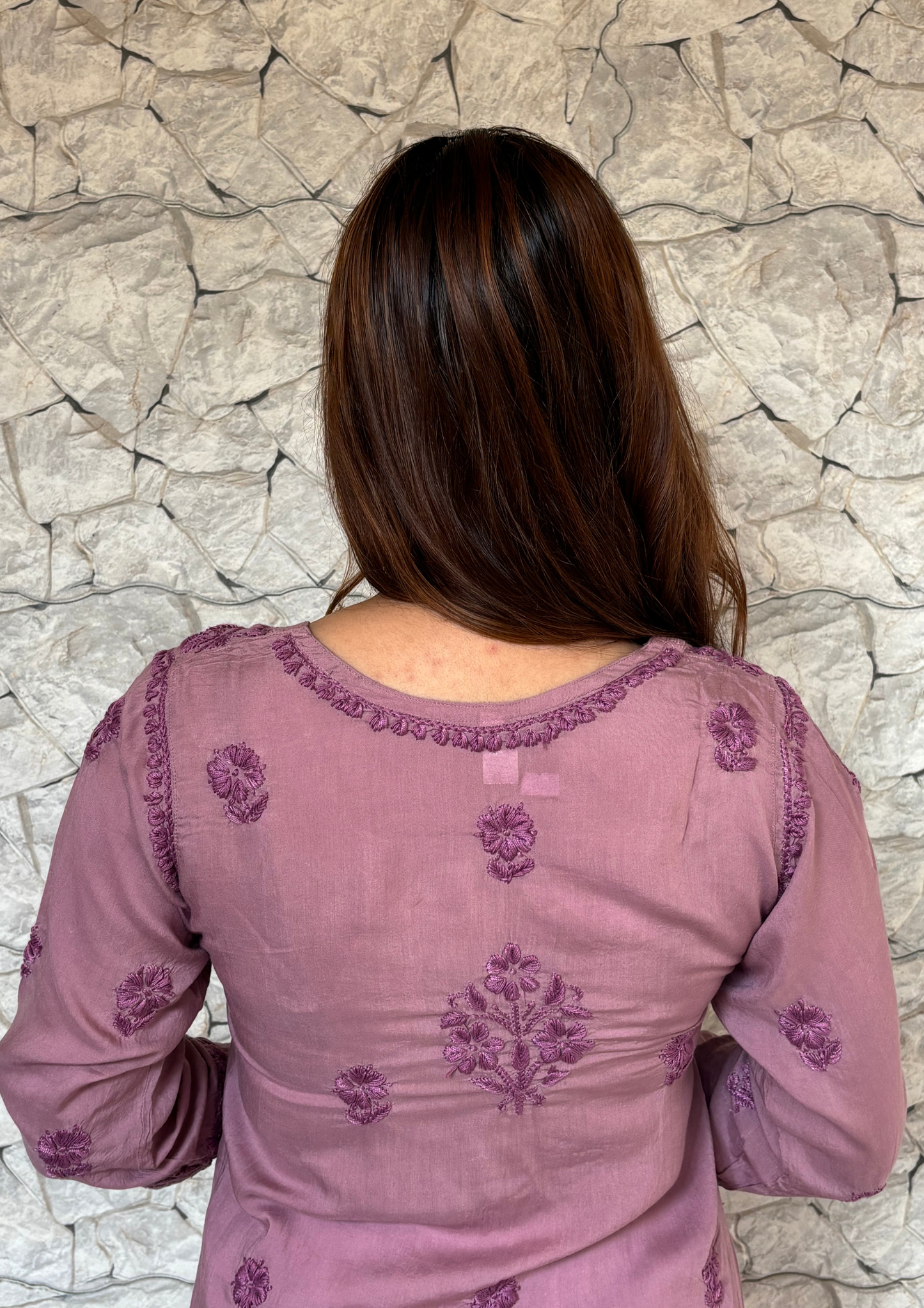 Kurta With Handcrafted Motifs-Blue