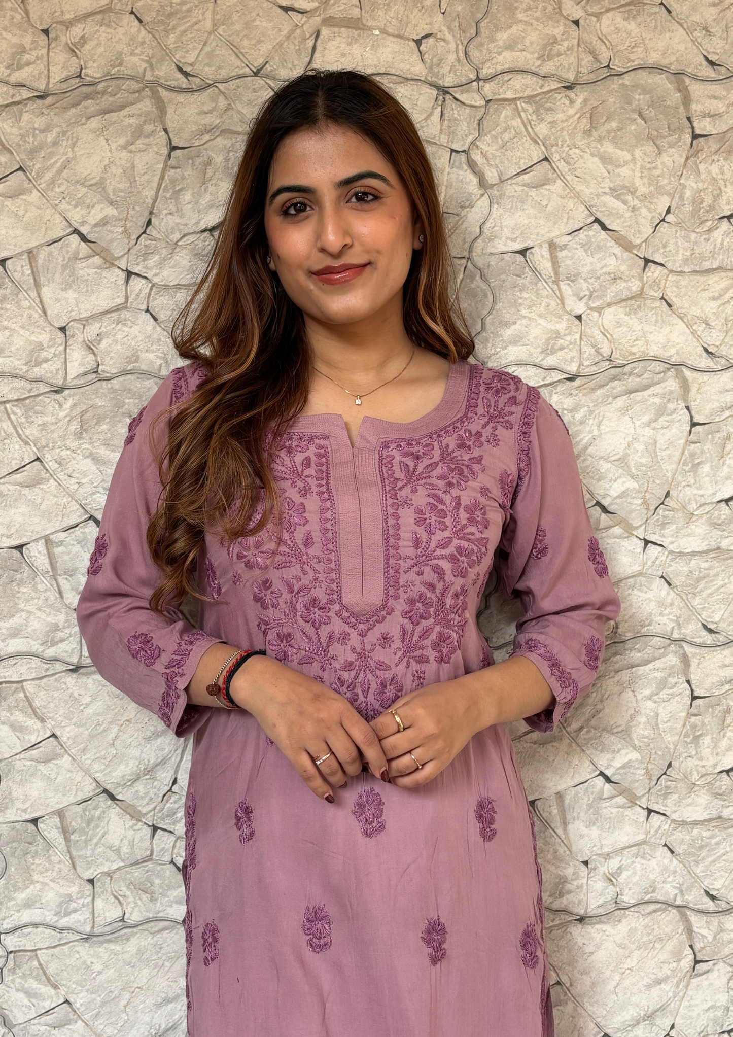 Kurta With Handcrafted Motifs-Blue