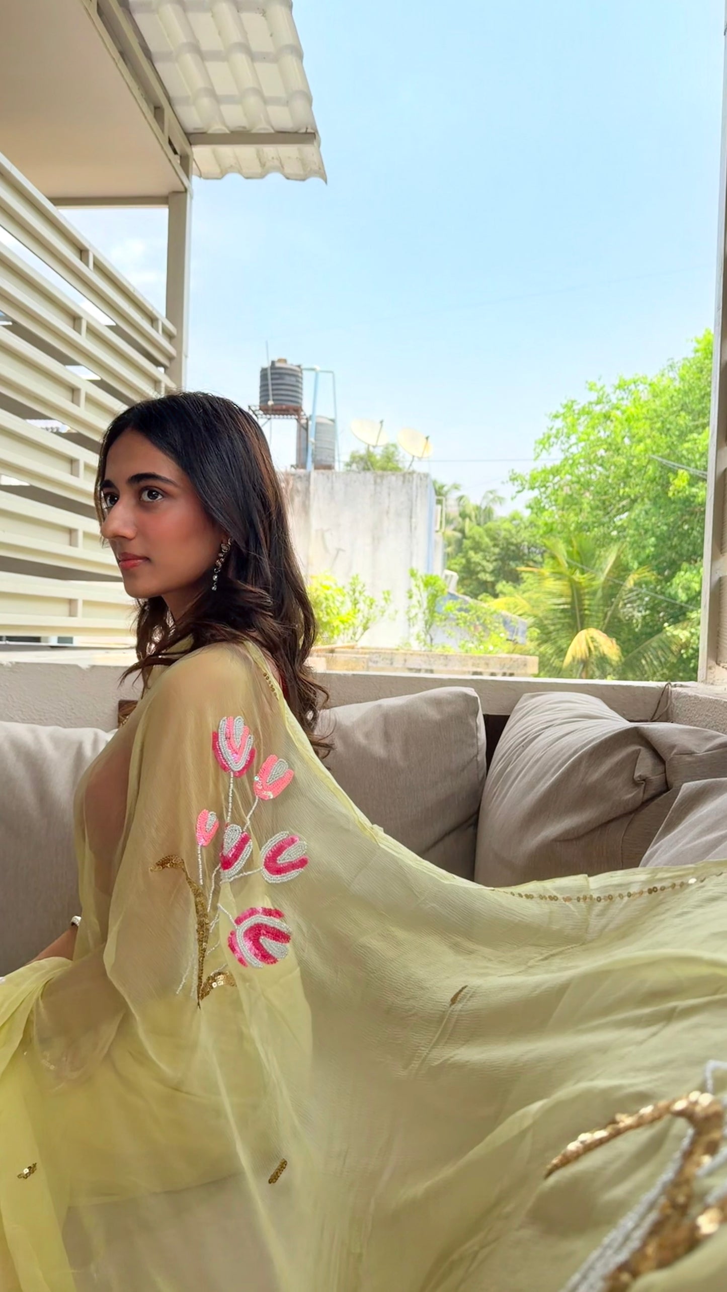 Handcrafted Rajputi Pure Chiffon Saree, Made in Jaipur- Butter Yellow
