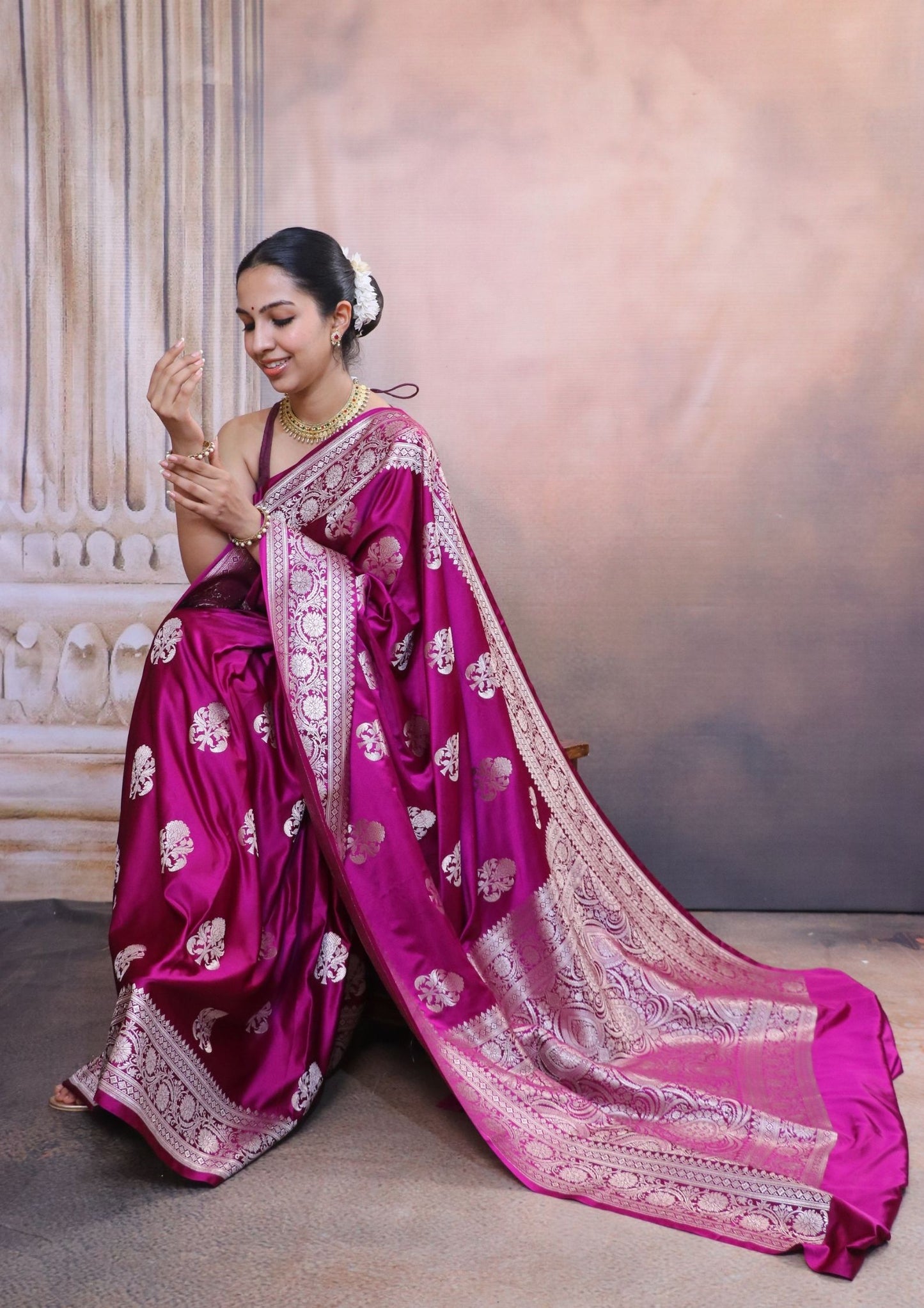 Banarasi Mashru Silk Saree – Soft, Glossy and Perfect for Festivities