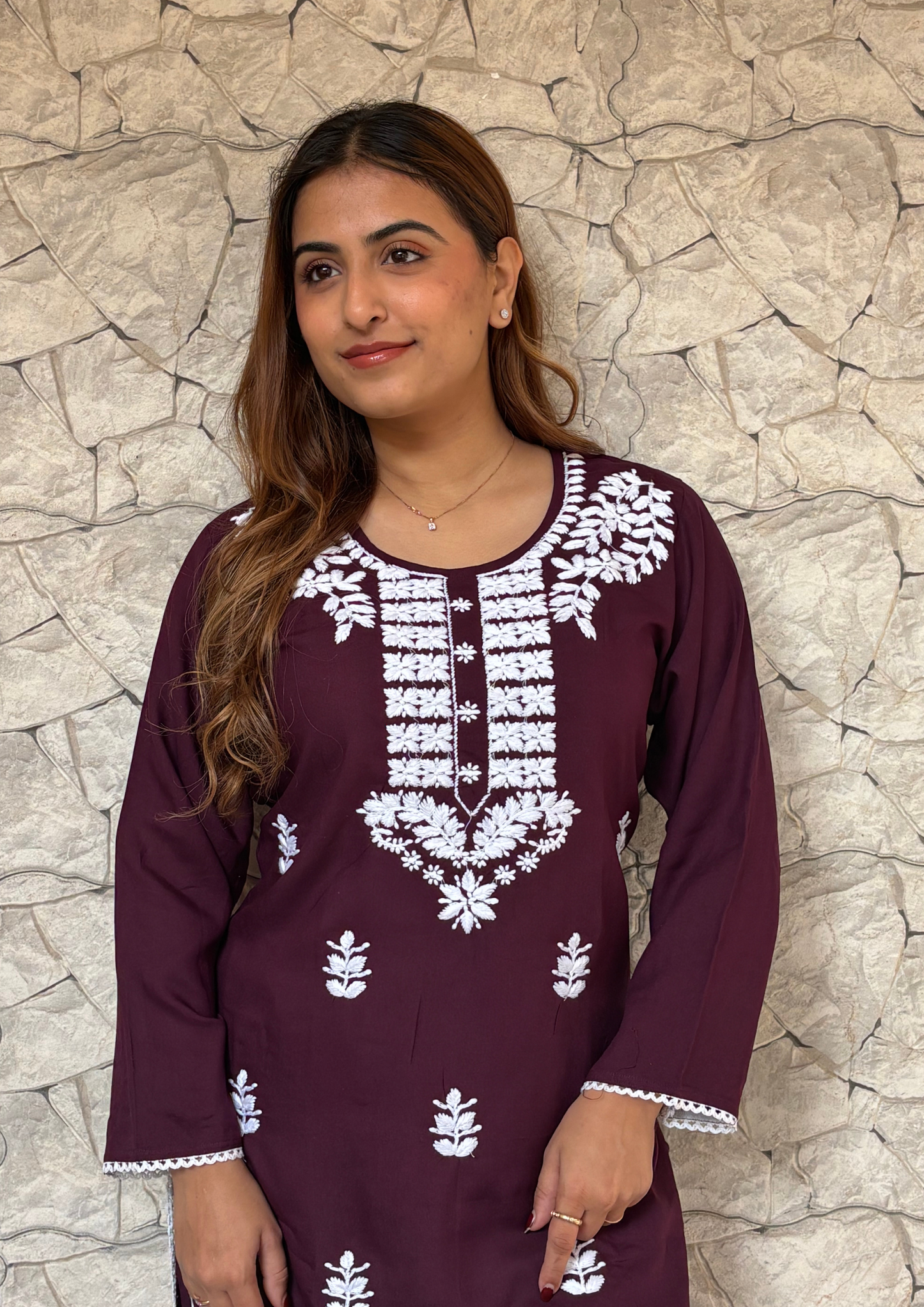 Rayon 2 Piece Lucknowi Set from Lucknow-Wine