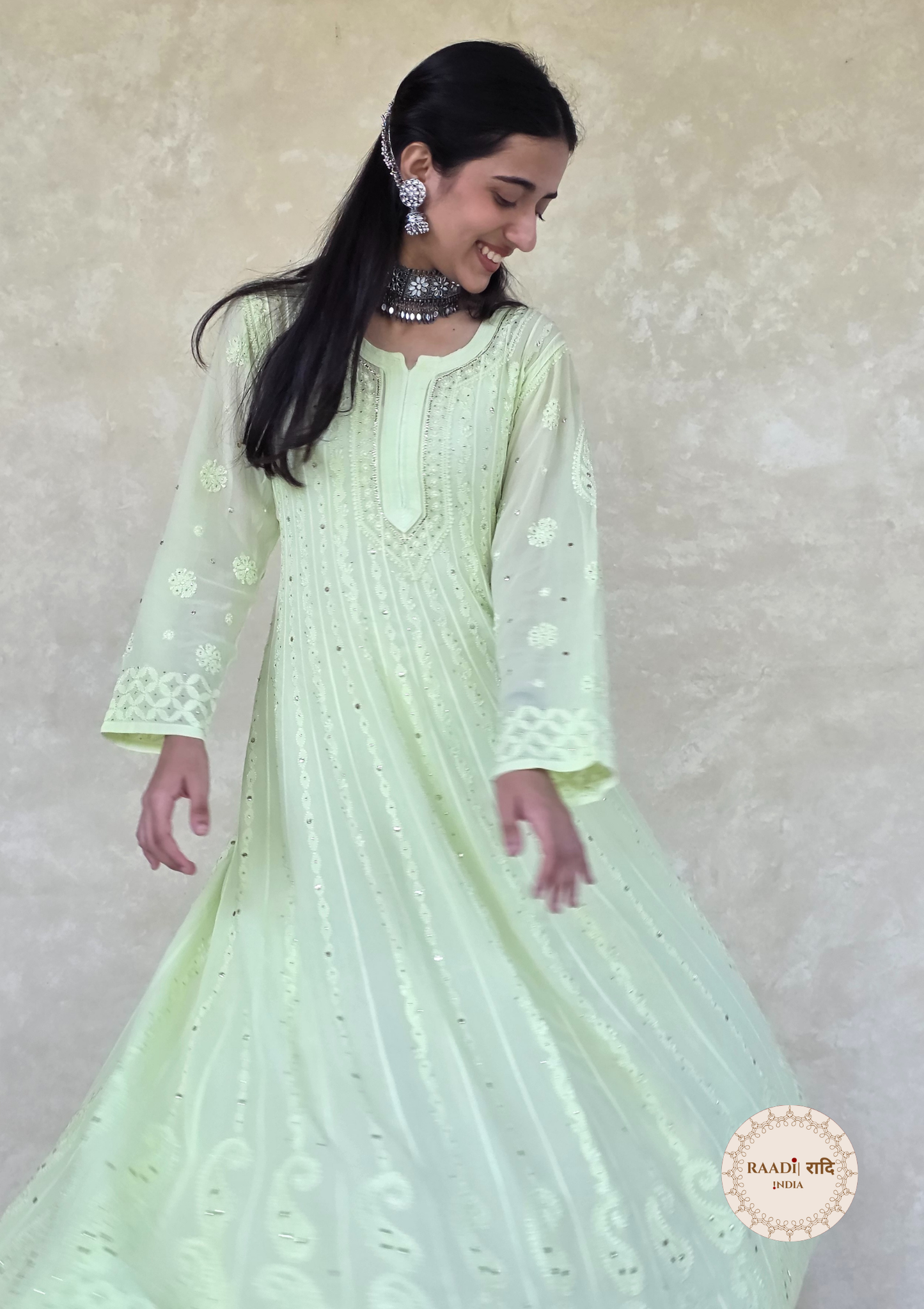 Pure Georgette Anarkali With Mukesh Work
