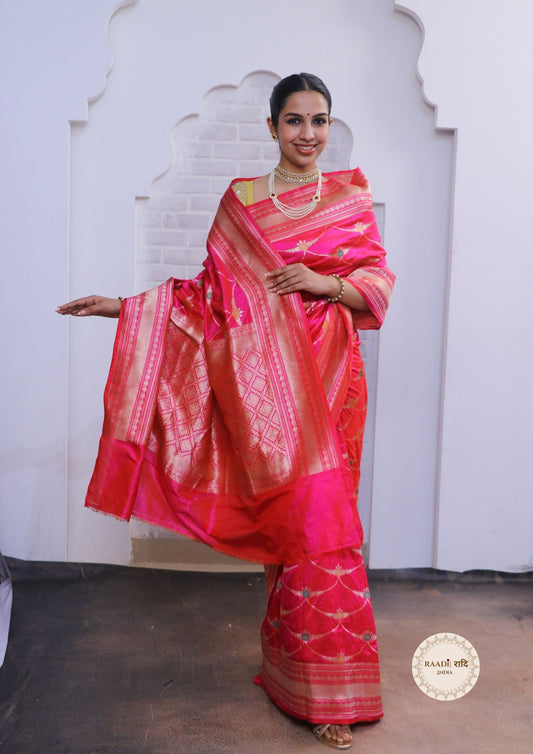 Exquisite Katan Silk Banarasi Saree –Pink