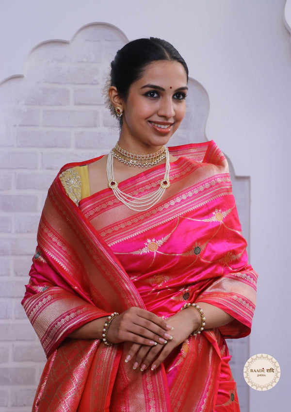 Exquisite Katan Silk Banarasi Saree –Pink