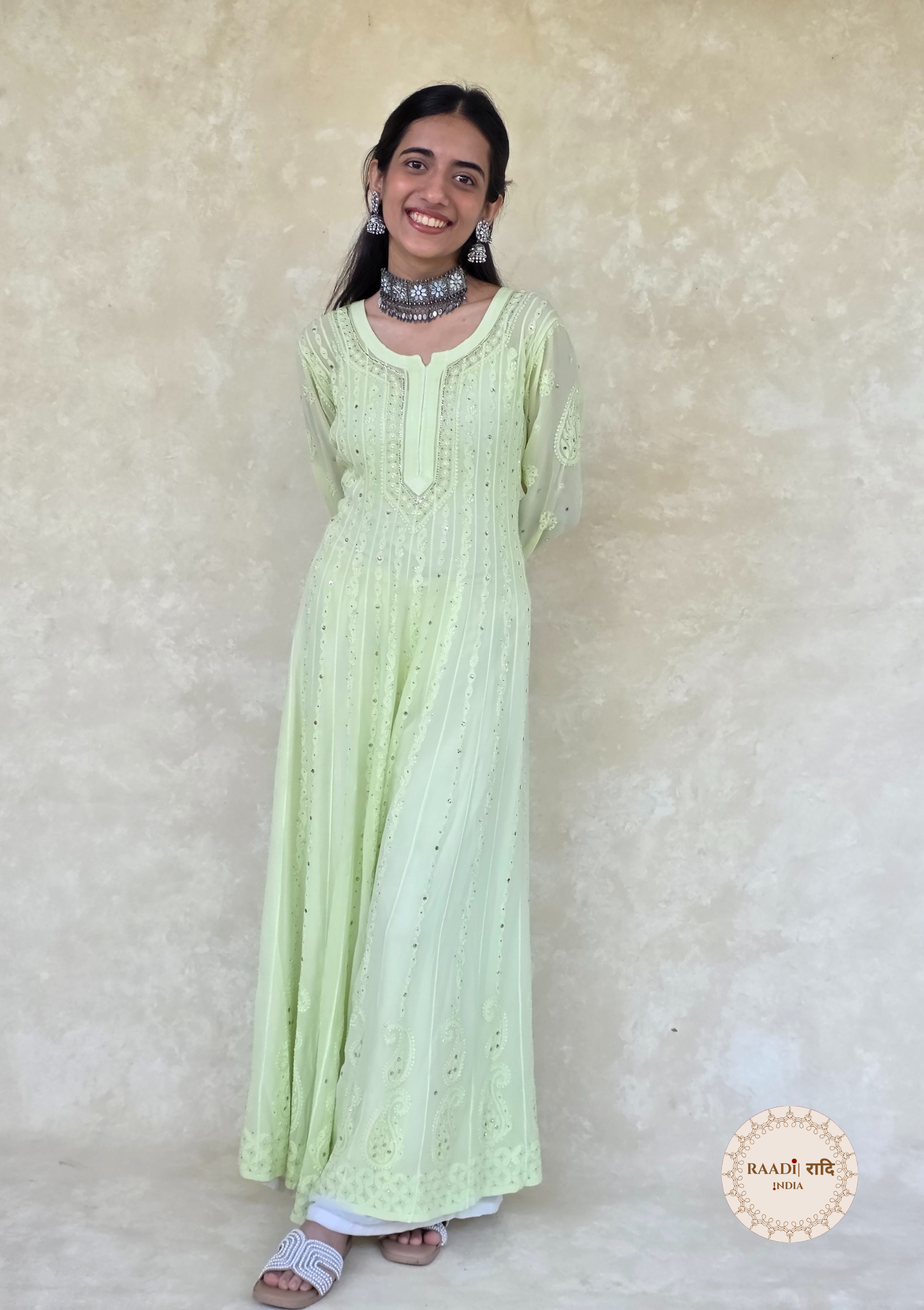 Pure Georgette Anarkali With Mukesh Work