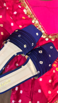 Handcrafted Bandhani Silk Slides – Ink Blue