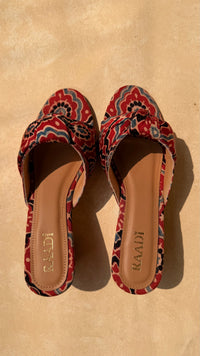 Handcrafted Ajrakh Heels-Maroon