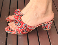 Handcrafted Ajrakh Heels-Maroon