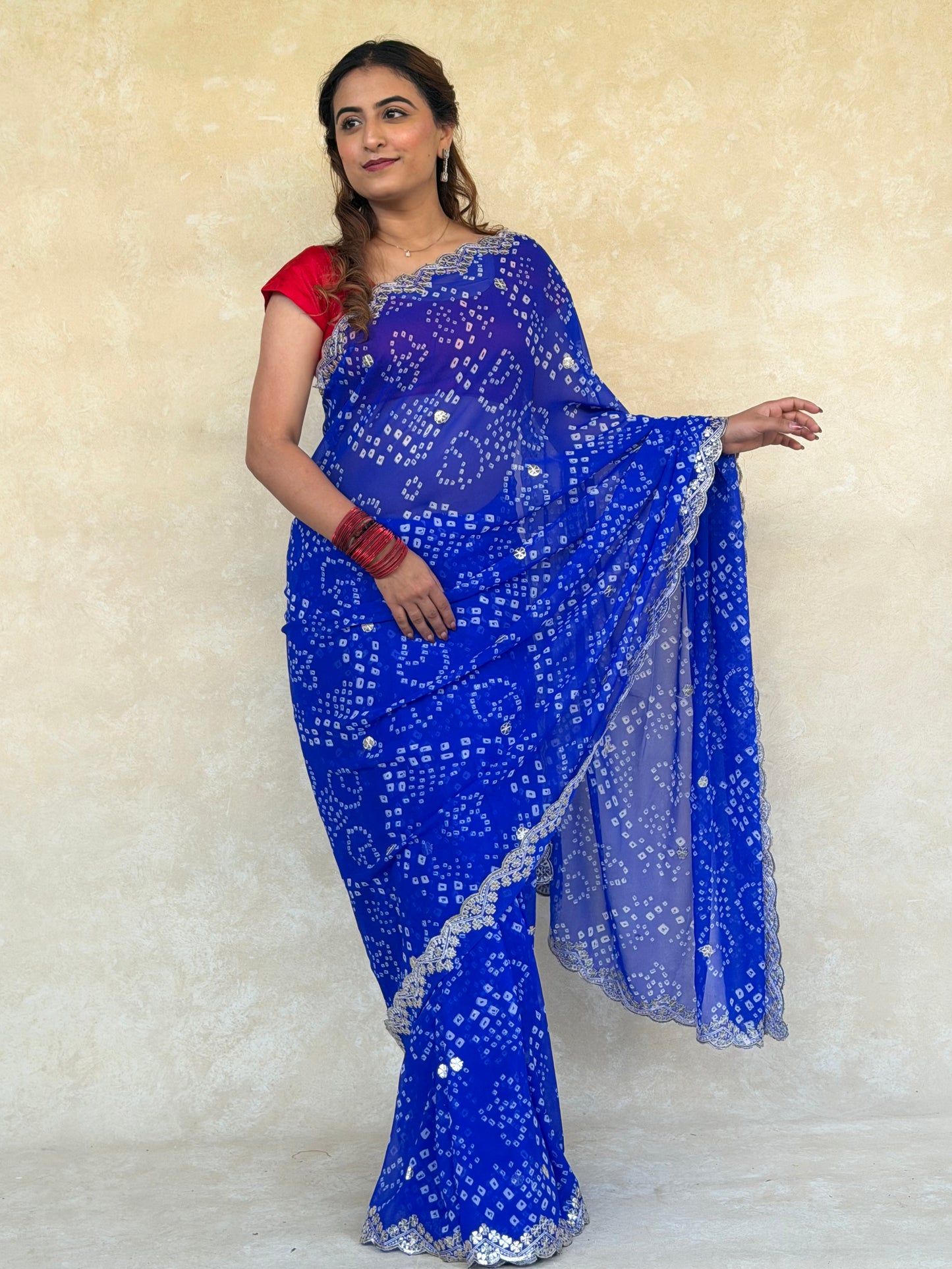 Royal Blue Georgette Saree with Heavy Pita Work