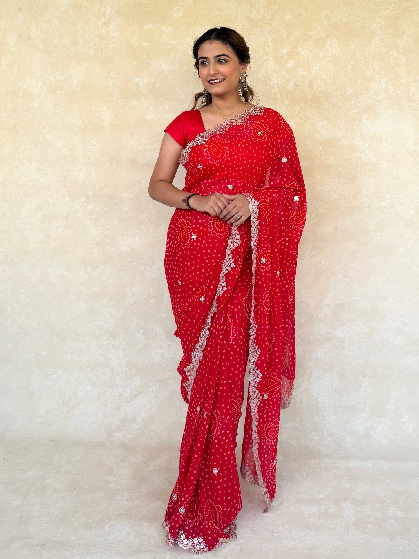 Red Georgette Saree with Heavy Pita Work