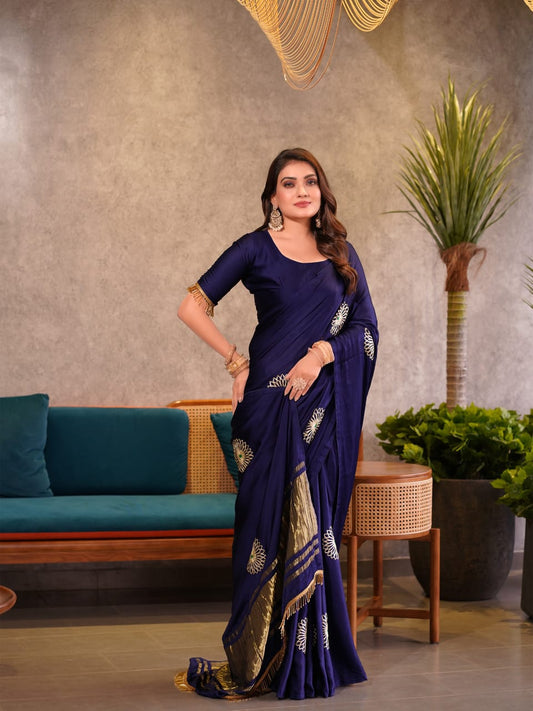 Modal Silk Saree with Handcrafted Gota Patti Floral Work